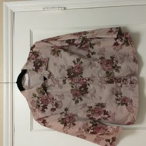 First Issue by Liz Claiborne romantic blouse, large, mauve floral